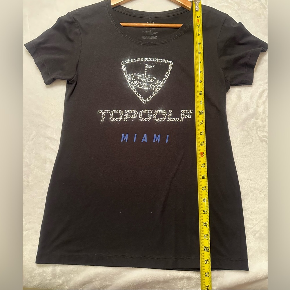Top Golf Miami Women’s Large Black Tshirt. Rhinestone Detail. Beautiful Bling! View 5